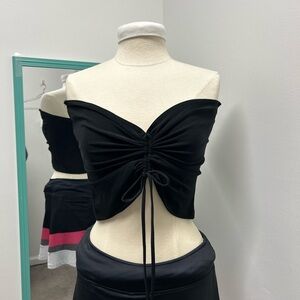 Black Ruched Y2K Deadstock Crop Top